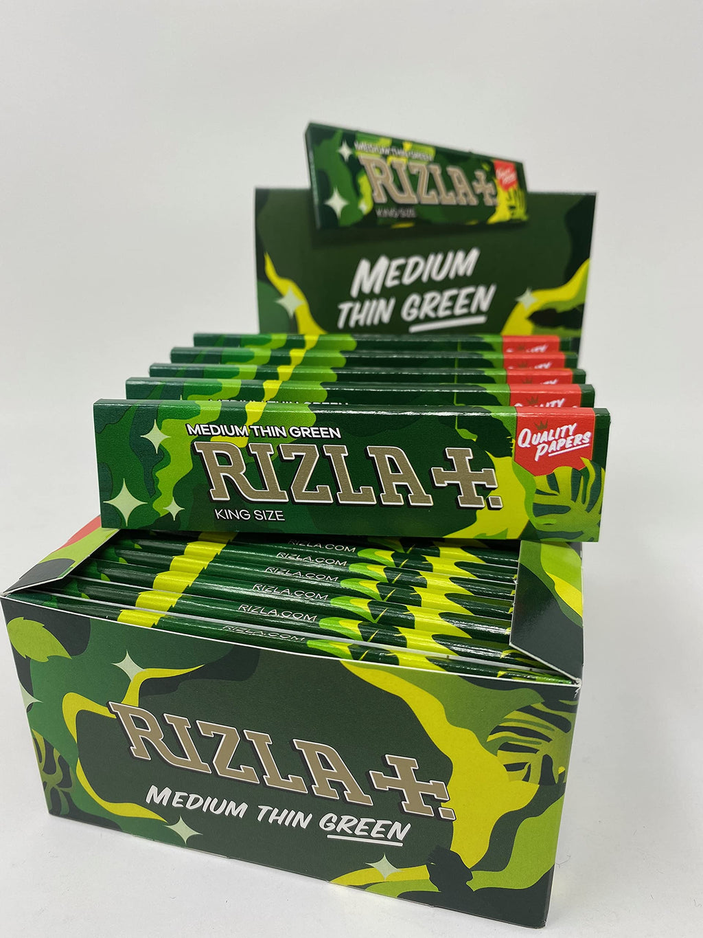 Rizla King Size Green Camouflage Rolling Papers | Full Box of 50