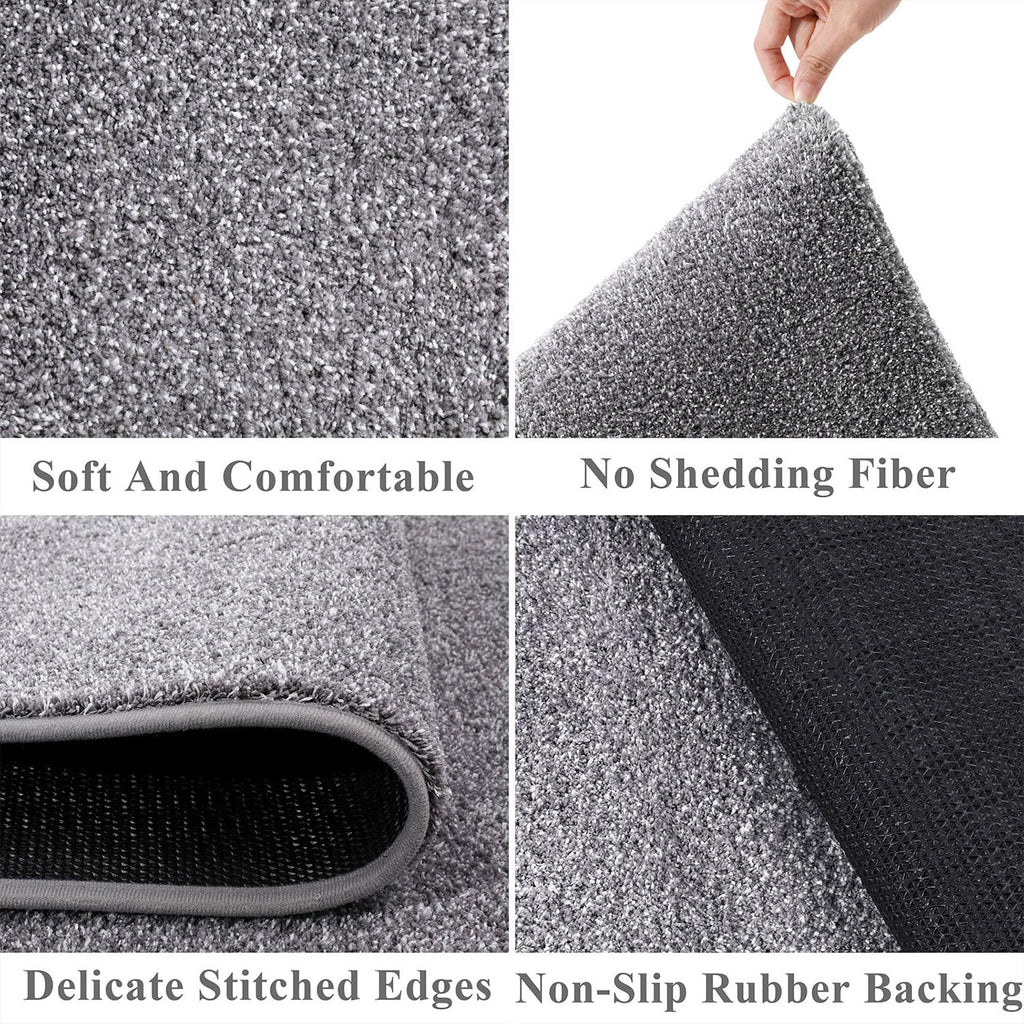 SHACOS Light Grey Hallway Runner Rug | 60x240cm Non-Slip Washable Mat