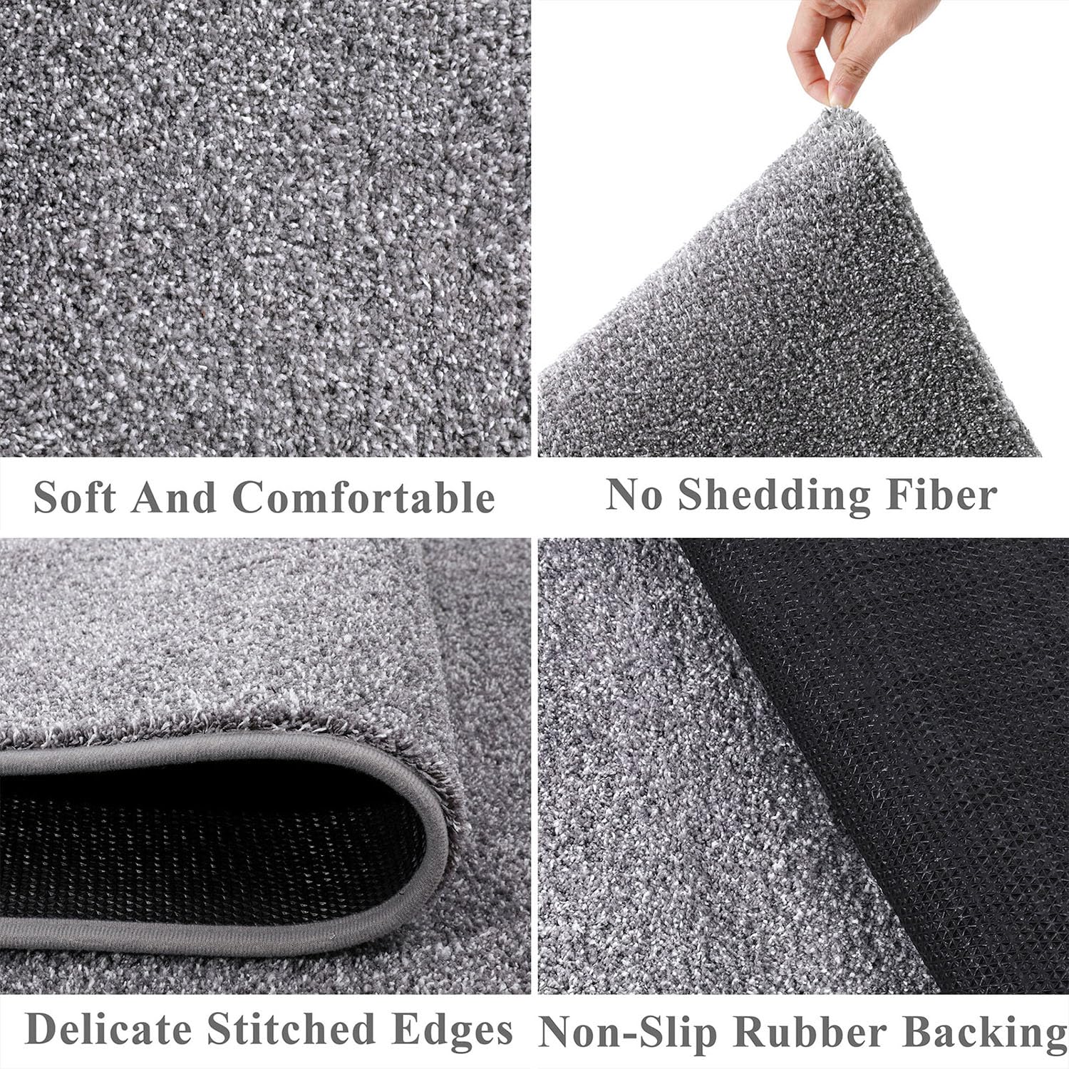 SHACOS Light Grey Hallway Runner Rug | 60x240cm Non-Slip Washable Mat