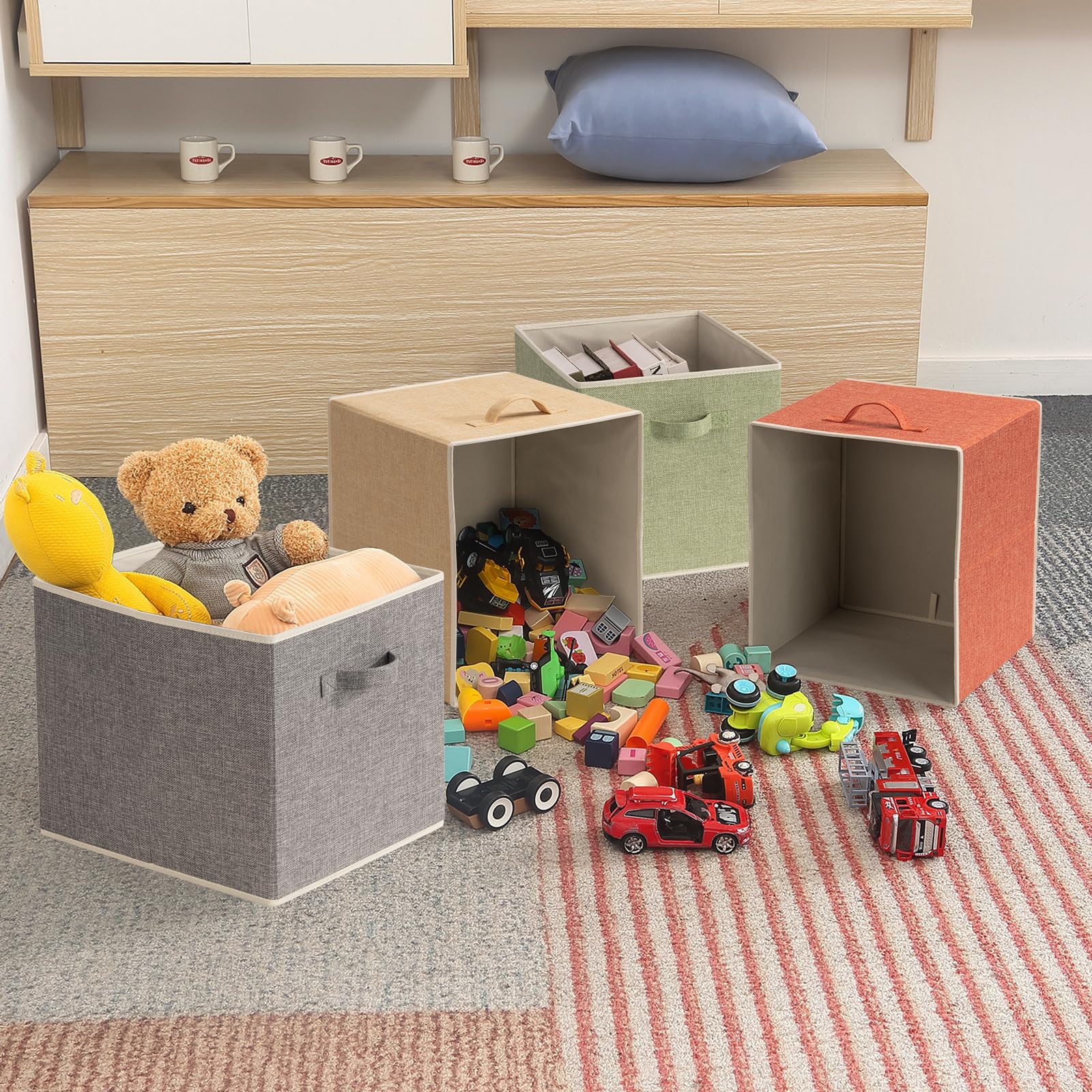 BrillantJo Fabric Storage Bins – Set of 4 Kallax Cube Organisers