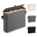 Jolof Store Bamboo Toilet Roll Storage Basket with Lid – Gray Organiser