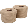 Sea Team Twin Khaki Lidded Cotton Rope Multi Purpose Storage Baskets