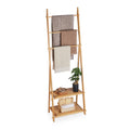 Relaxdays Bamboo Towel Stand – Freestanding Bathroom Rack with 2 Shelves