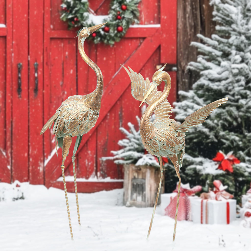 Teresa's Collections Metal Heron Garden Statues | 2pc Pond Decor Set