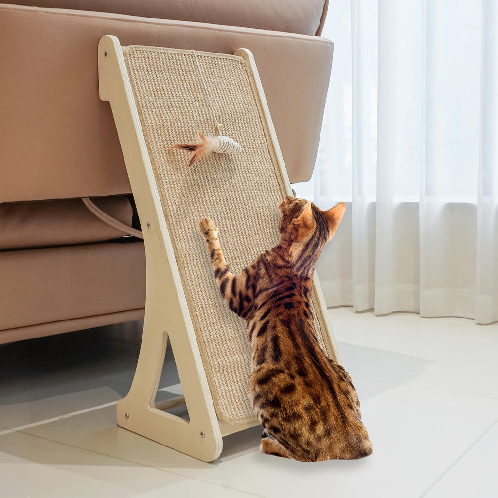 PETKARAY L-Shape Sisal Cat Scratcher Ramp | 27" Wall Furniture Protector