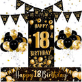 18th Birthday Decorations - Black and Gold Banner & Balloon Kit