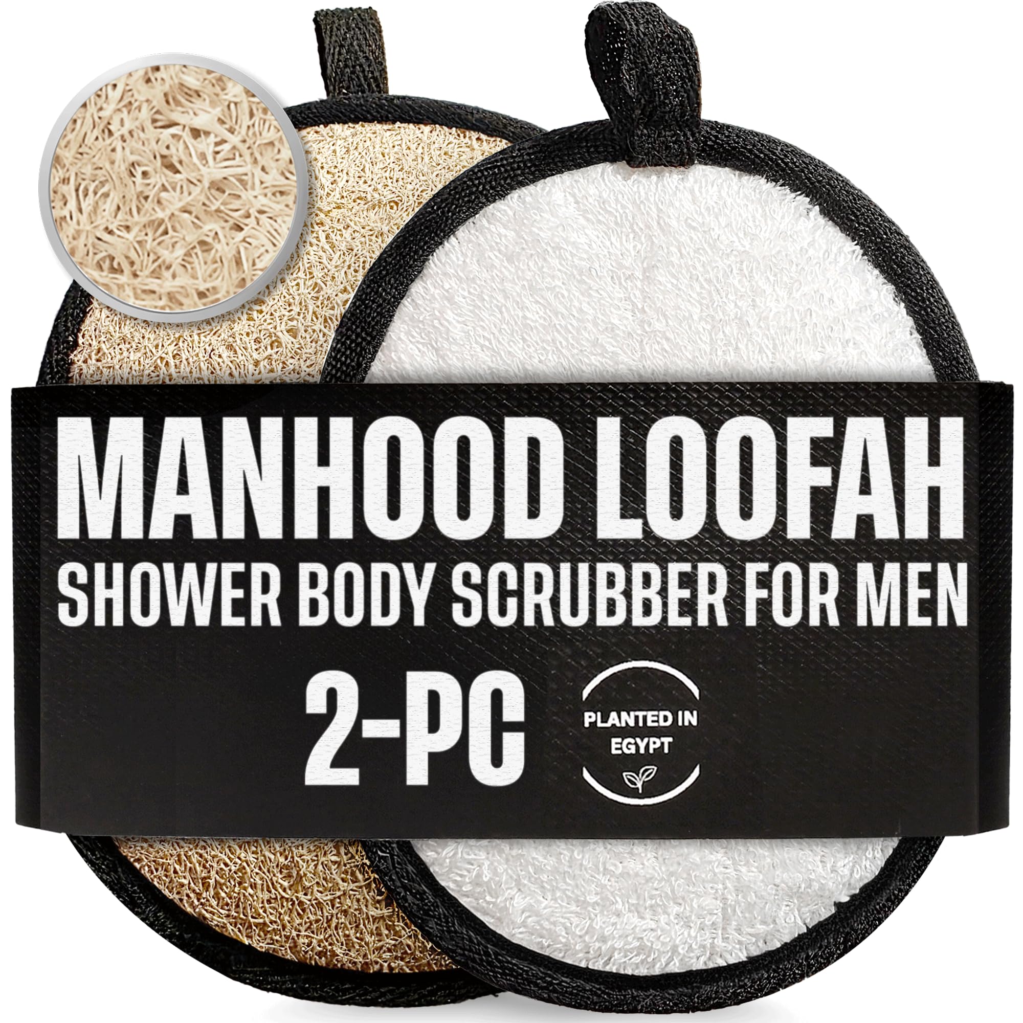 Natural Shower Loofah for Men – Tough Exfoliating Body Scrubber