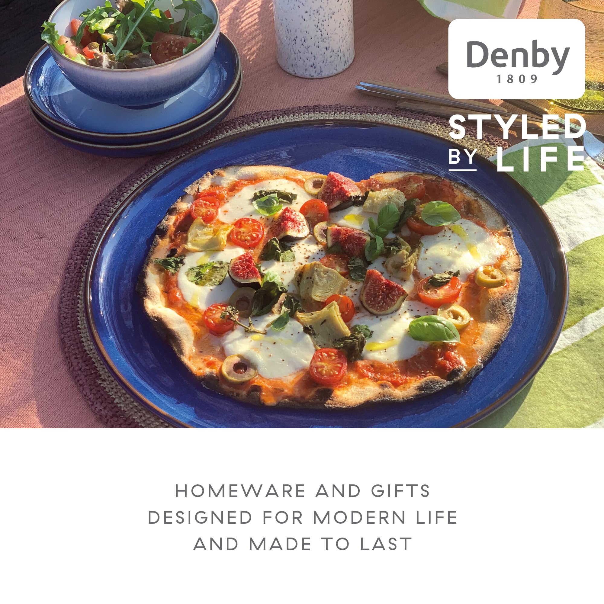 Denby Imperial Blue Dinner Plates – Set of 4 Ceramic Stoneware 26cm