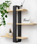 SUMGAR Pine Wood Floating Shelves | 3-Tier 50CM Wall Mounted Shelving