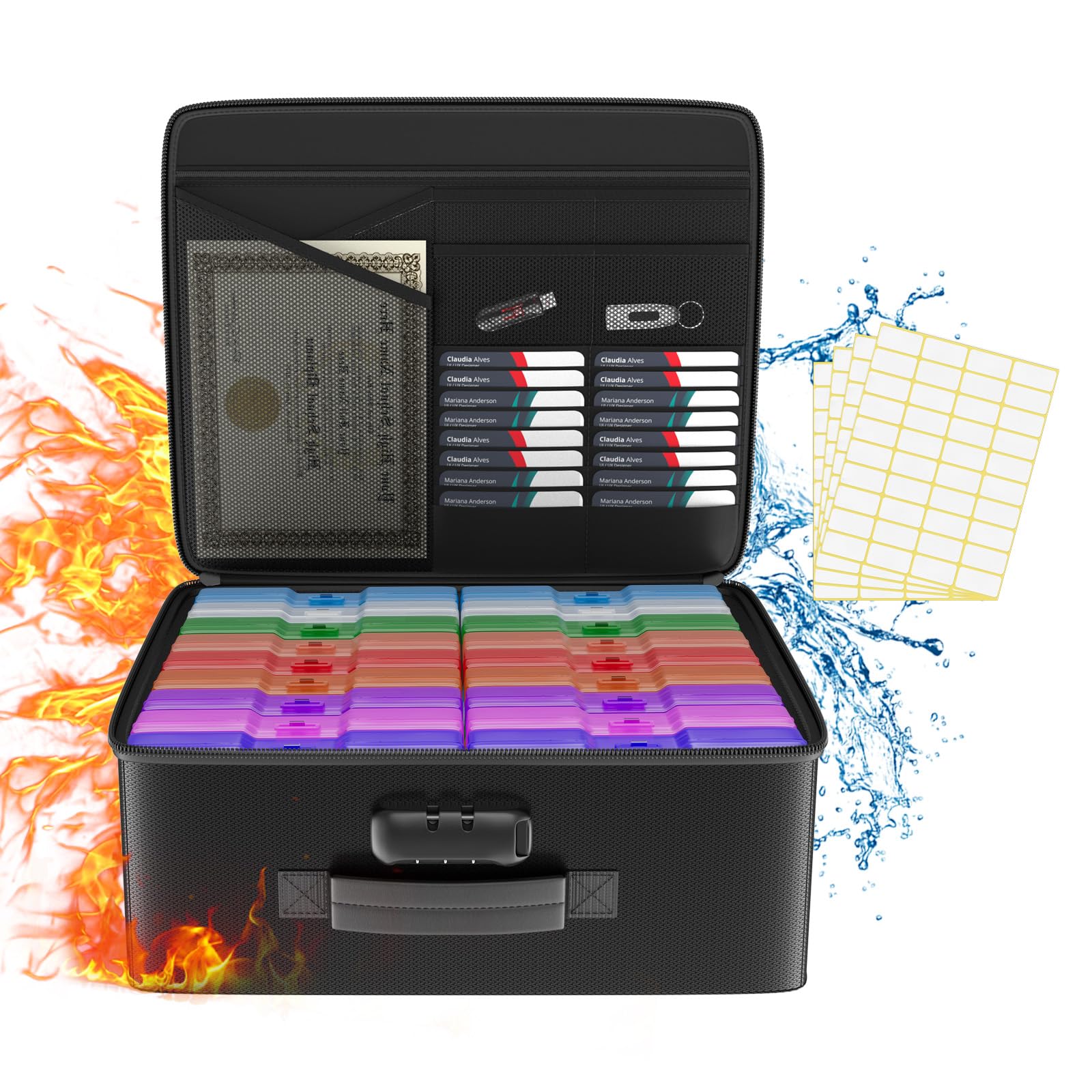 Tamfile Fireproof Photo Storage Box | 18 Inner 4x6 Cases with Lock