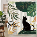 hometrixx Boho Black Cat Palm Leaf Sun Shower Curtain Green 72X72Inch - image 1