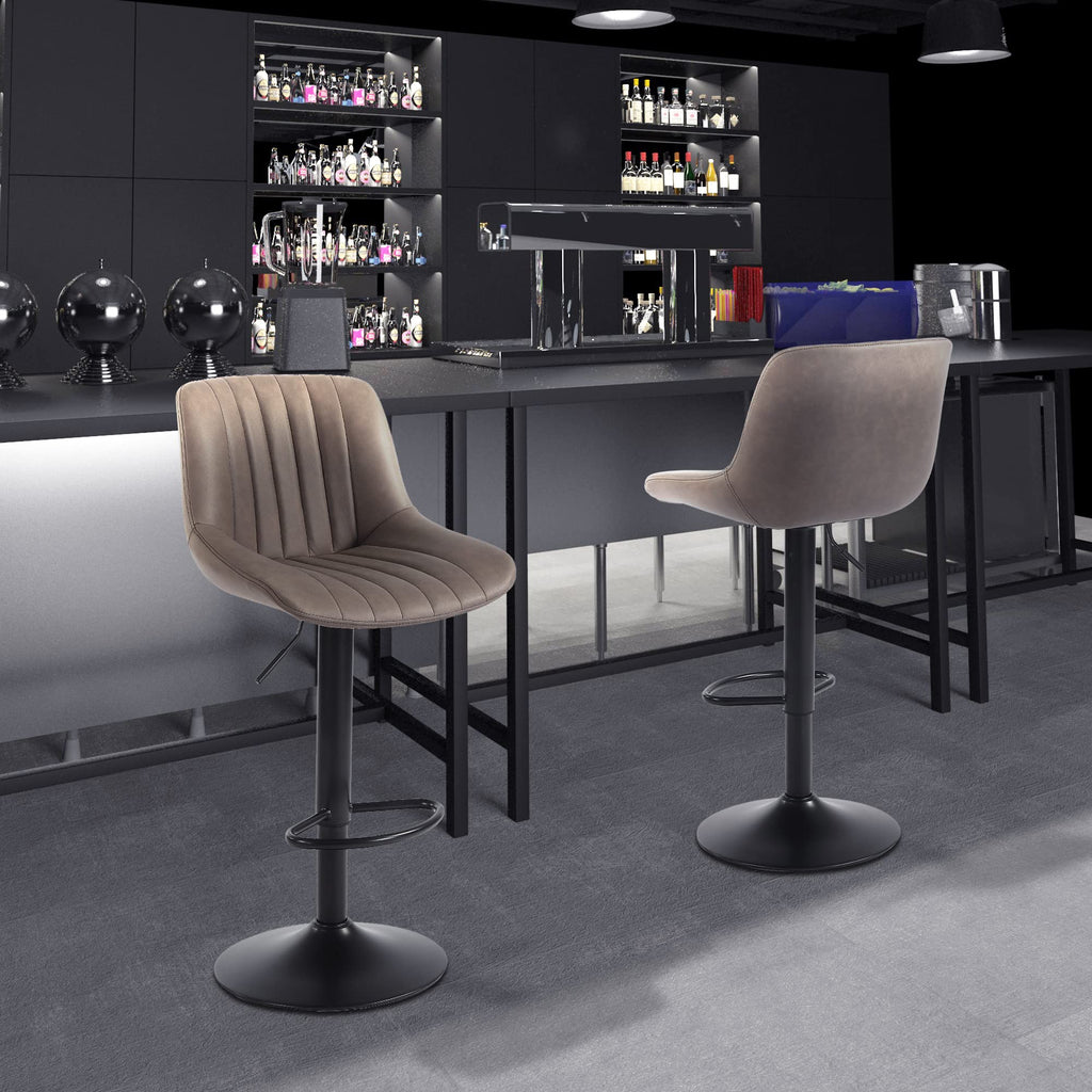 Youhauchair Swivel Bar Stool | Adjustable PU Leather Counter Stool, Brown