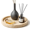 WORHE Round Travertine Marble Vanity Tray – Natural Stone Decorative Dish