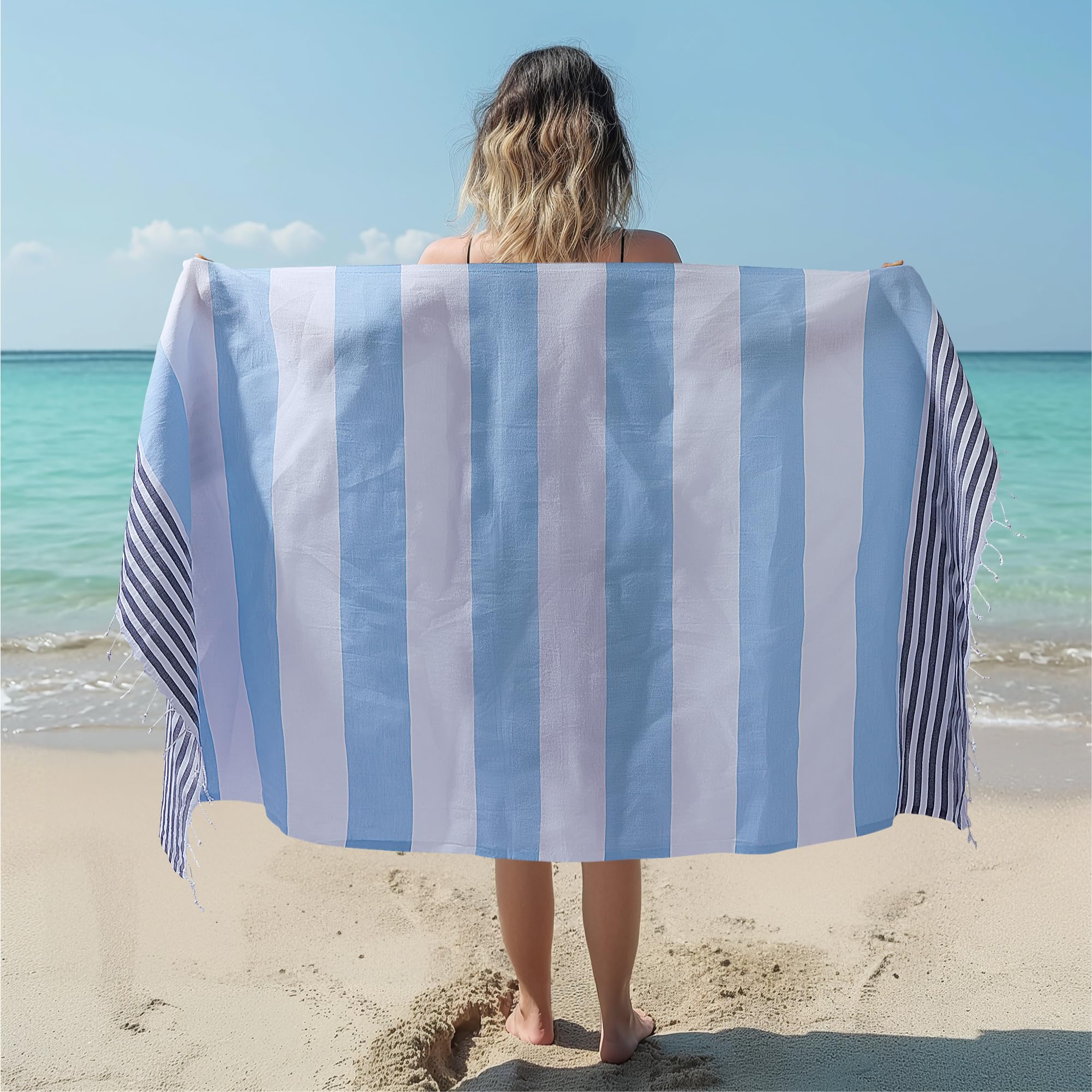 JEMIDI Hammam Towel – XL Turkish Cotton Quick Dry Beach & Sauna Towel