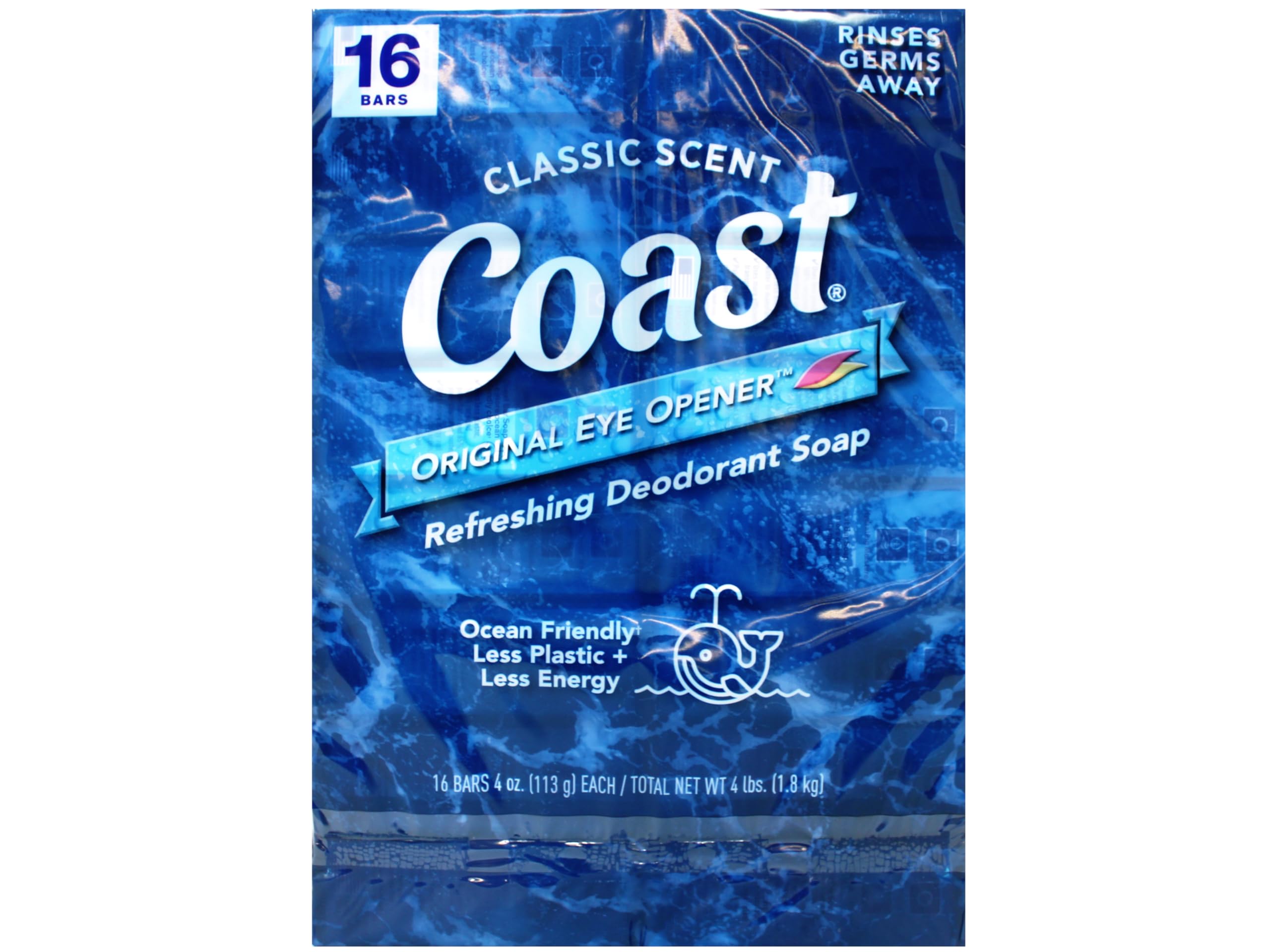 Coast Deodorant Bar Soap - Classic Pacific Force Scent, 16 Bars (2 x 8 Pack)