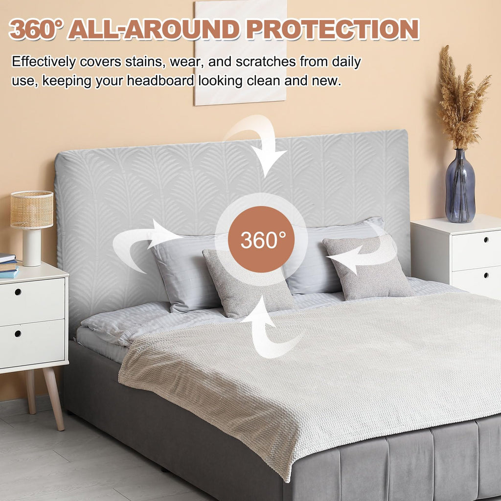 sourcing map Bed Headboard Slipcover, 150cm Jacquard Fabric Stretch Protector Covers, Dustproof Cover for Queen Size Headboard Bedroom Decor, Green - image 4