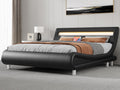 YITAHOME King LED Bed Frame | Upholstered Platform with Charging Station