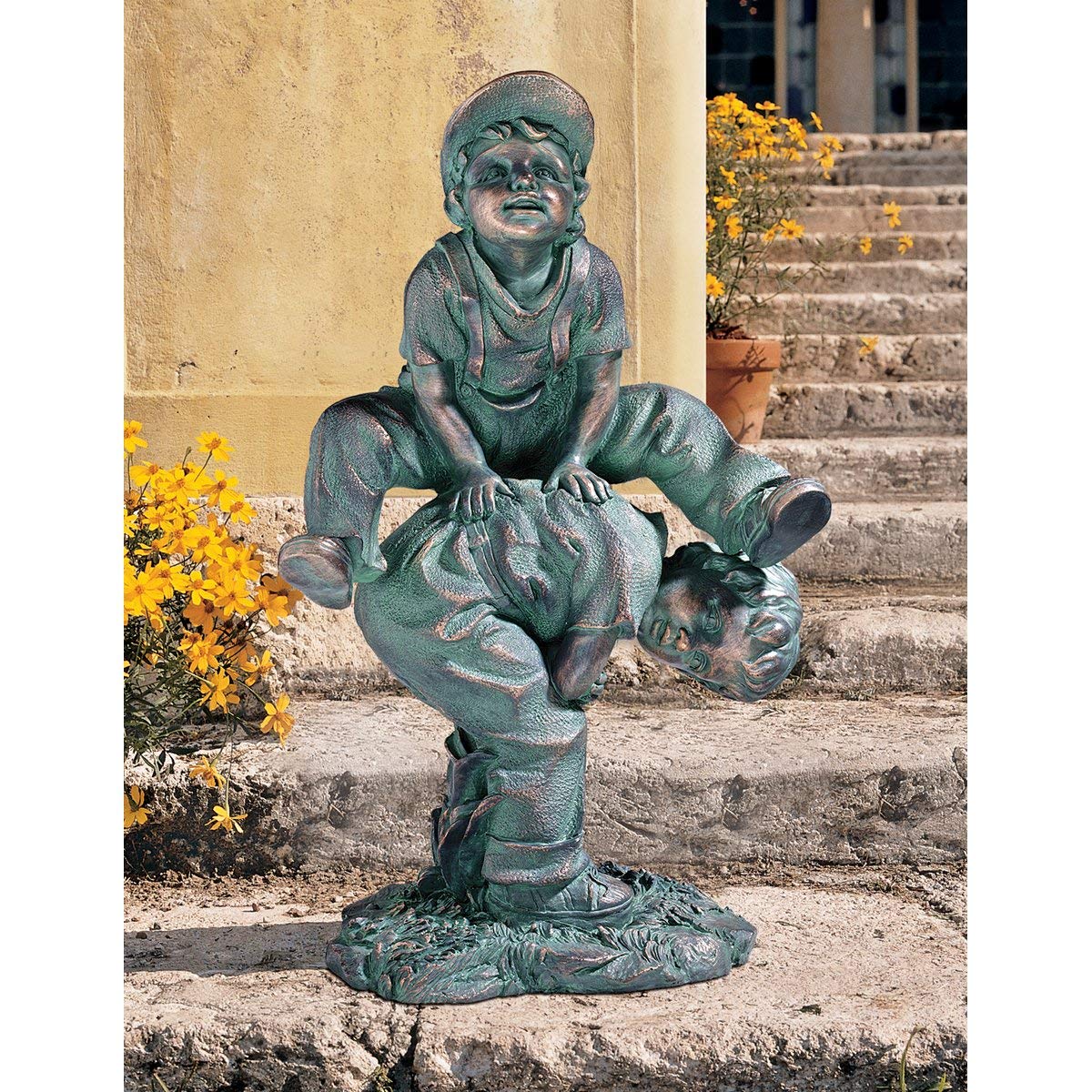 Design Toscano Leap Frogging Boys Garden Statue - Hand-Finished Resin