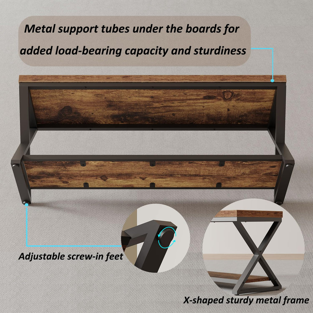 IBF Shoe Storage Bench Entryway shoe Benches for Hallway 120cm Rustic Brown - image 4