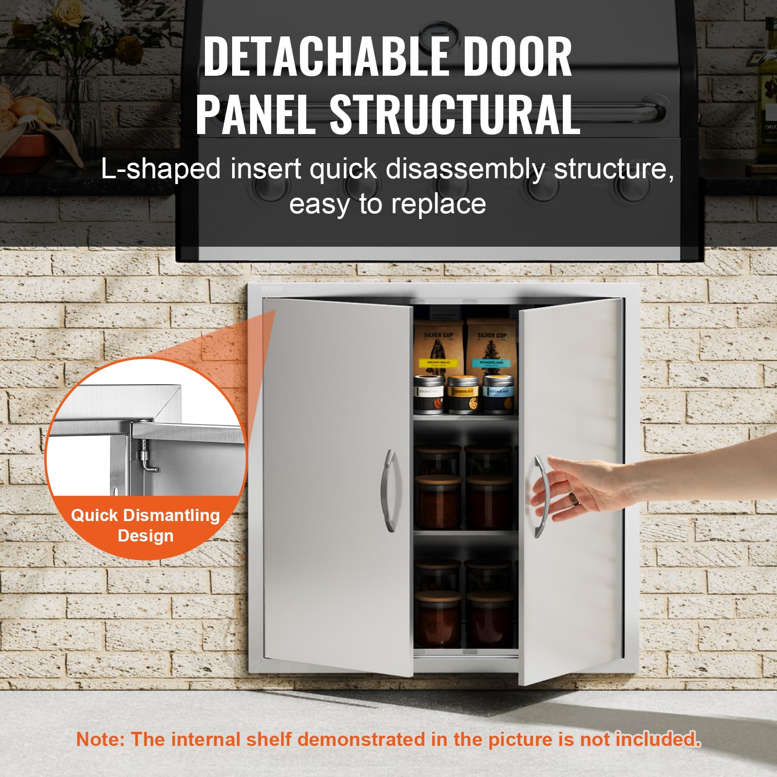 VEVOR BBQ Access Door | 31x31 Inch Stainless Steel Double Kitchen Door
