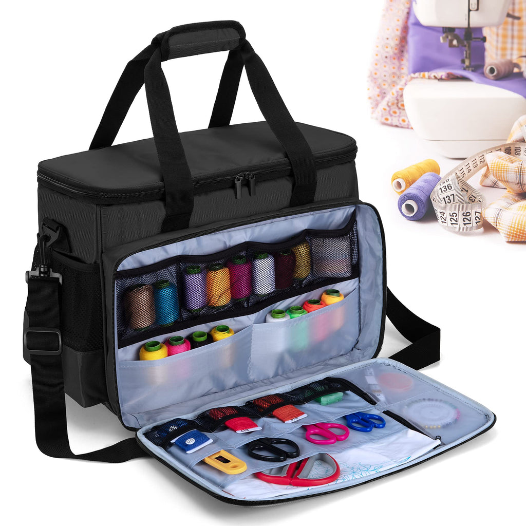 Luxja Sewing Machine Bag – Padded Carrying Case with Pockets, Black