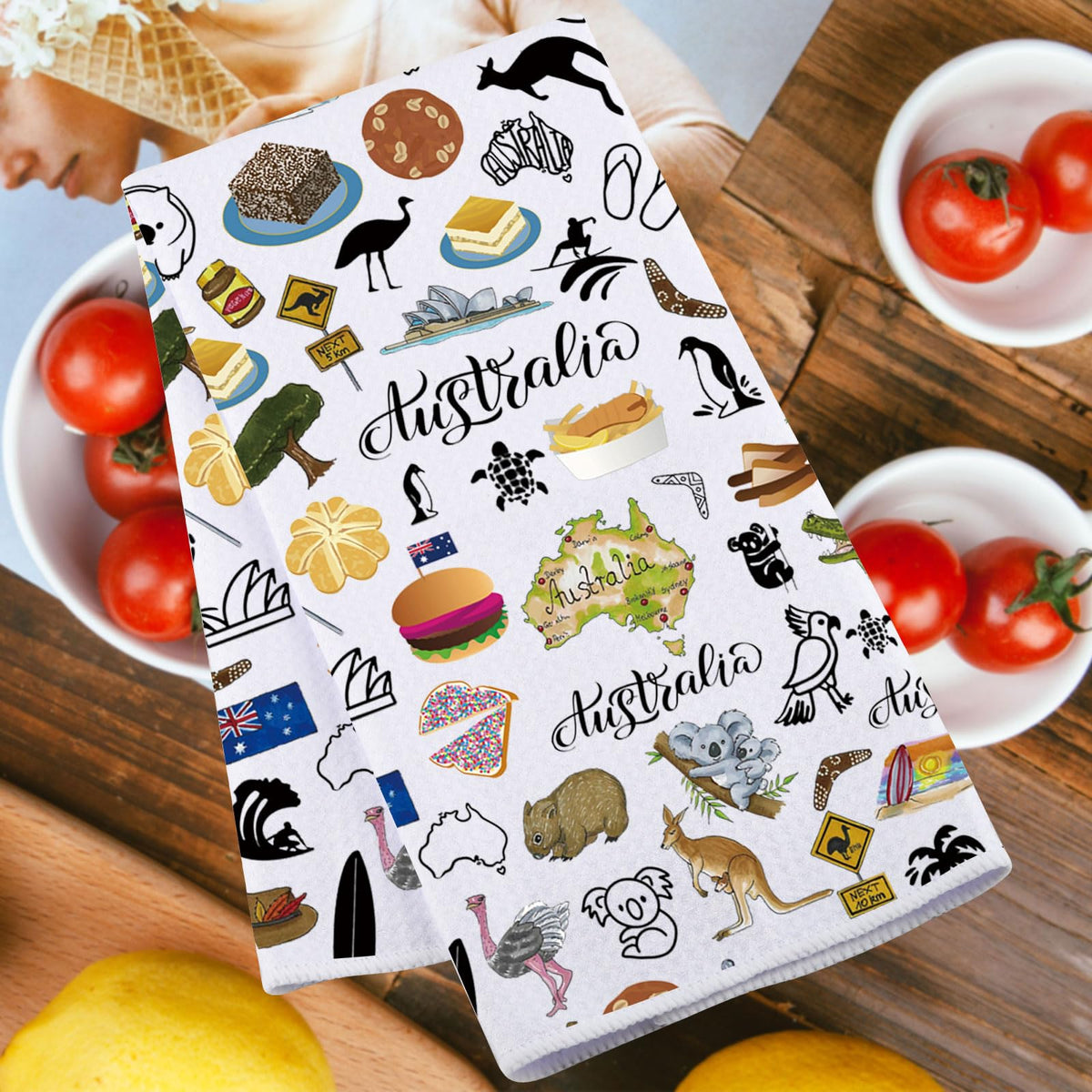 MYSOMY Australia Kitchen Towel Australian Kitchen Decor Australia Themed Gifts Australian Dish Towel Australia Housewarming Gift Australia UK