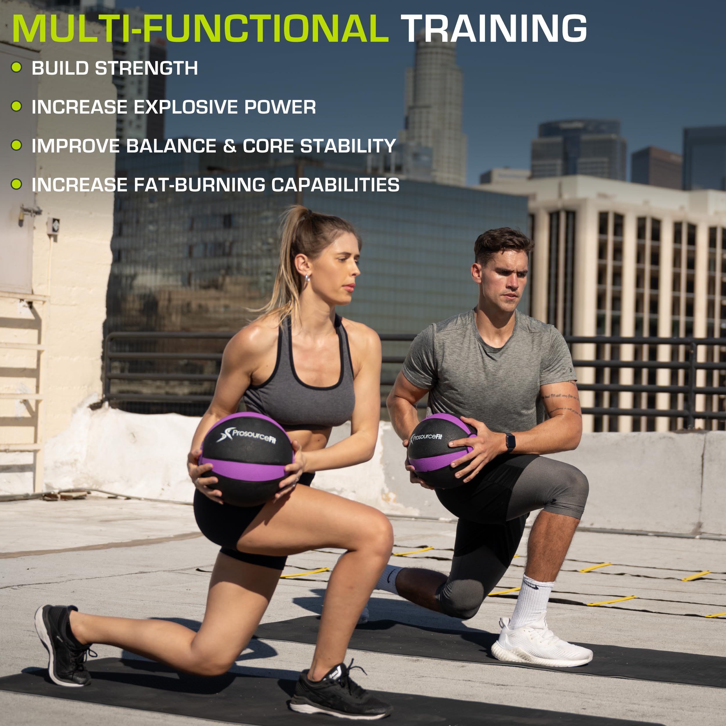 ProsourceFit Weighted Medicine Ball | Textured Rubber Core Strength Ball