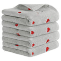 HMETOL Valentine's Day Cotton Letter Heart Love Pattern Hand Towels