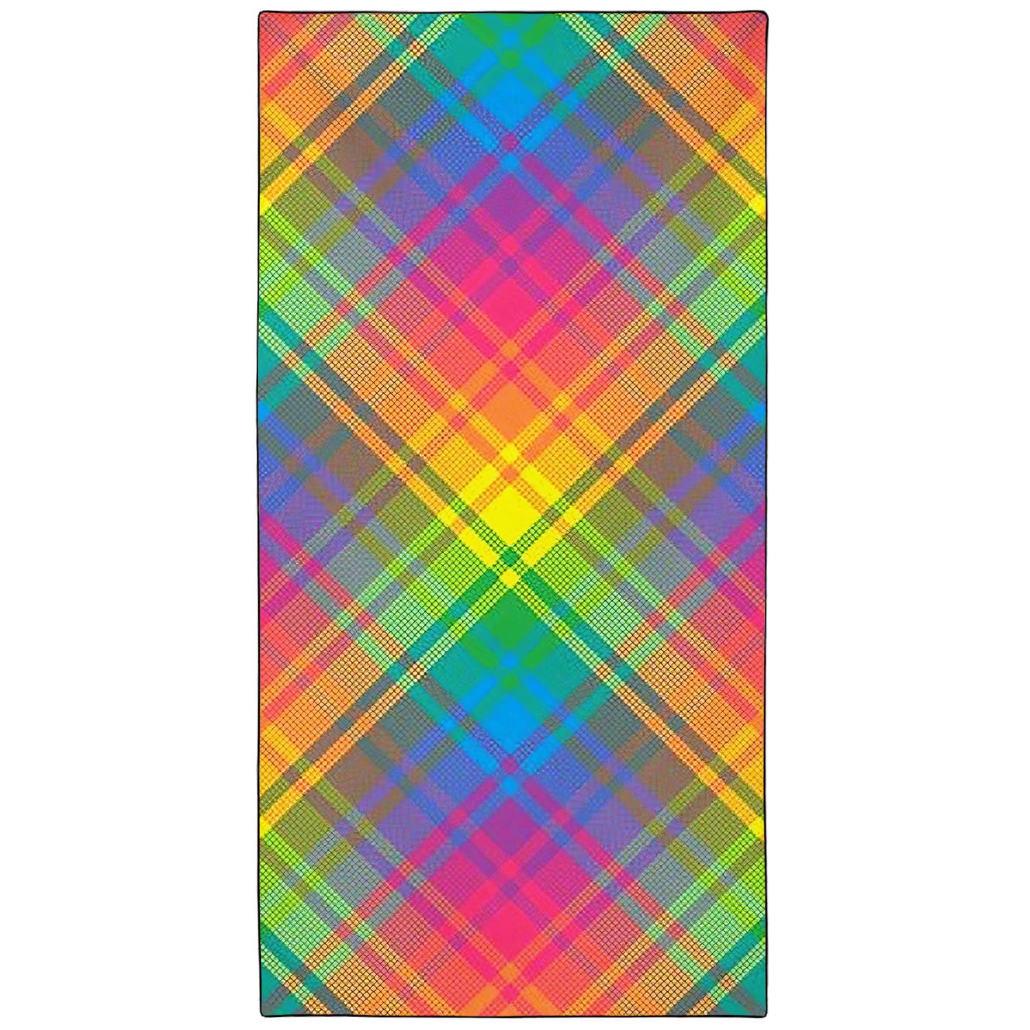 YISUMEI Rainbow Plaid Microfibre Beach Towel | Extra Large Quick Dry