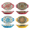 Henten Home Porcelain Salad Bowl Set of 4 | 32oz Bohemian Pasta Bowls