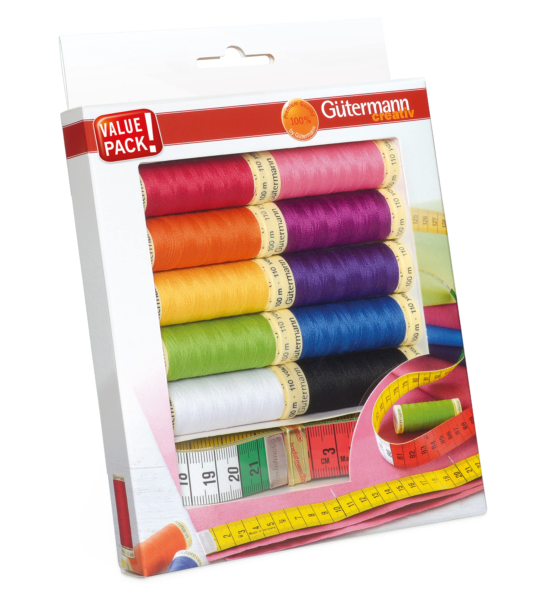 Gütermann Sew-All Thread Set - 10 Spools (100m) with Measuring Tape