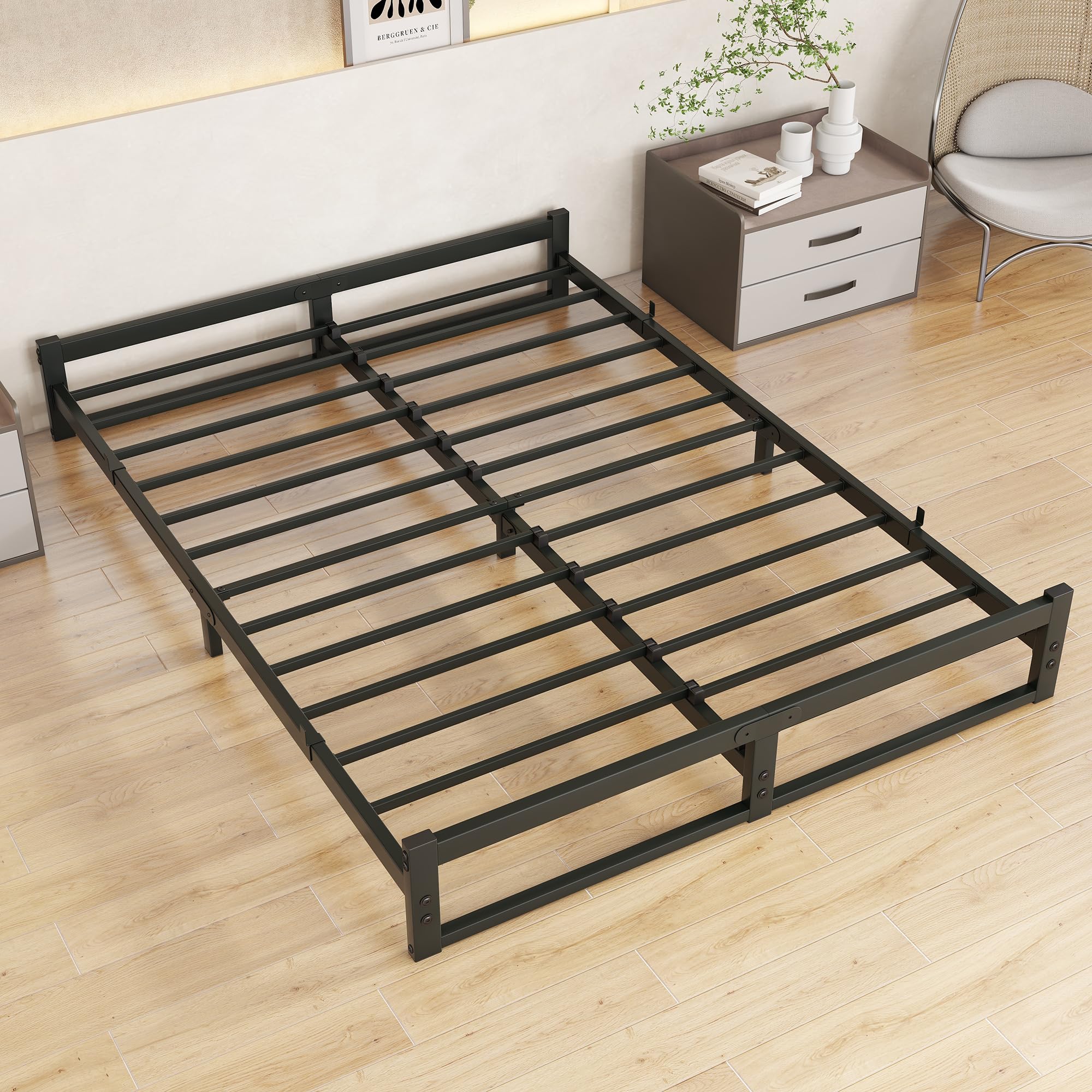 VECOCHO King Size Metal Bed Frame – Low Profile Platform Base, Black