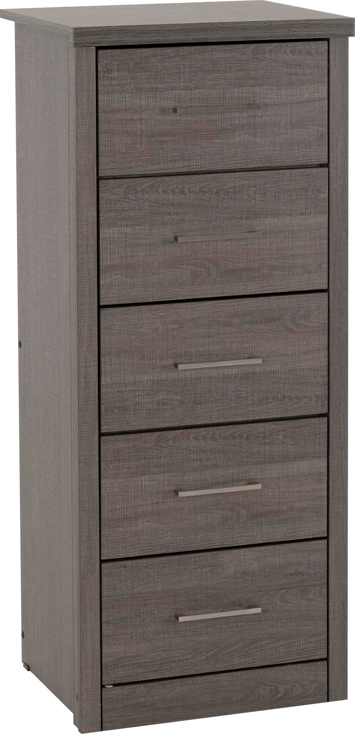 Seconique Lisbon 5 Drawer Narrow Chest in Black Wood Grain - image 1