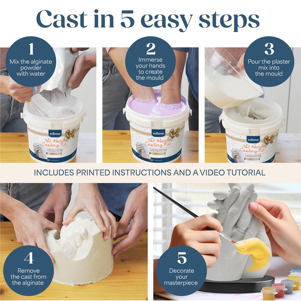 Niimo 3D Hand Casting Kit - Skin-Safe DIY Hand Moulding Set with Stand