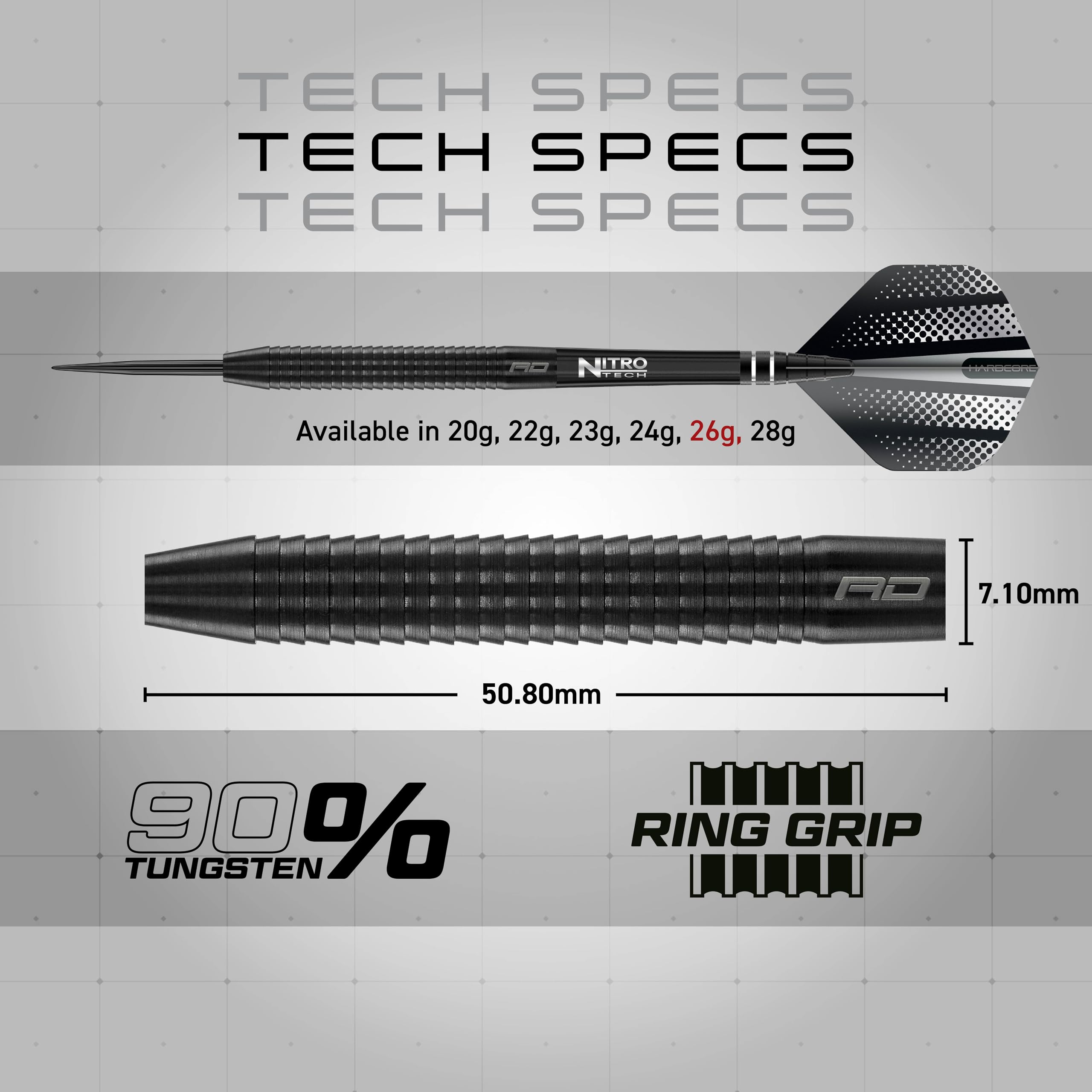 Red Dragon Razor Edge Black 26g Steel Tip Darts – 85% Tungsten Set