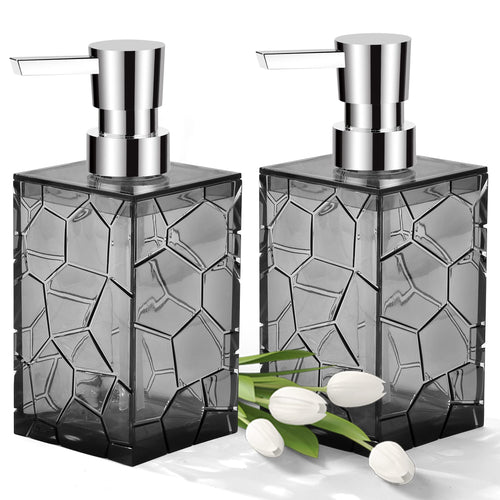Jolof Store 2-Pack Acrylic Soap Dispenser Set – Rustproof Clear Gray