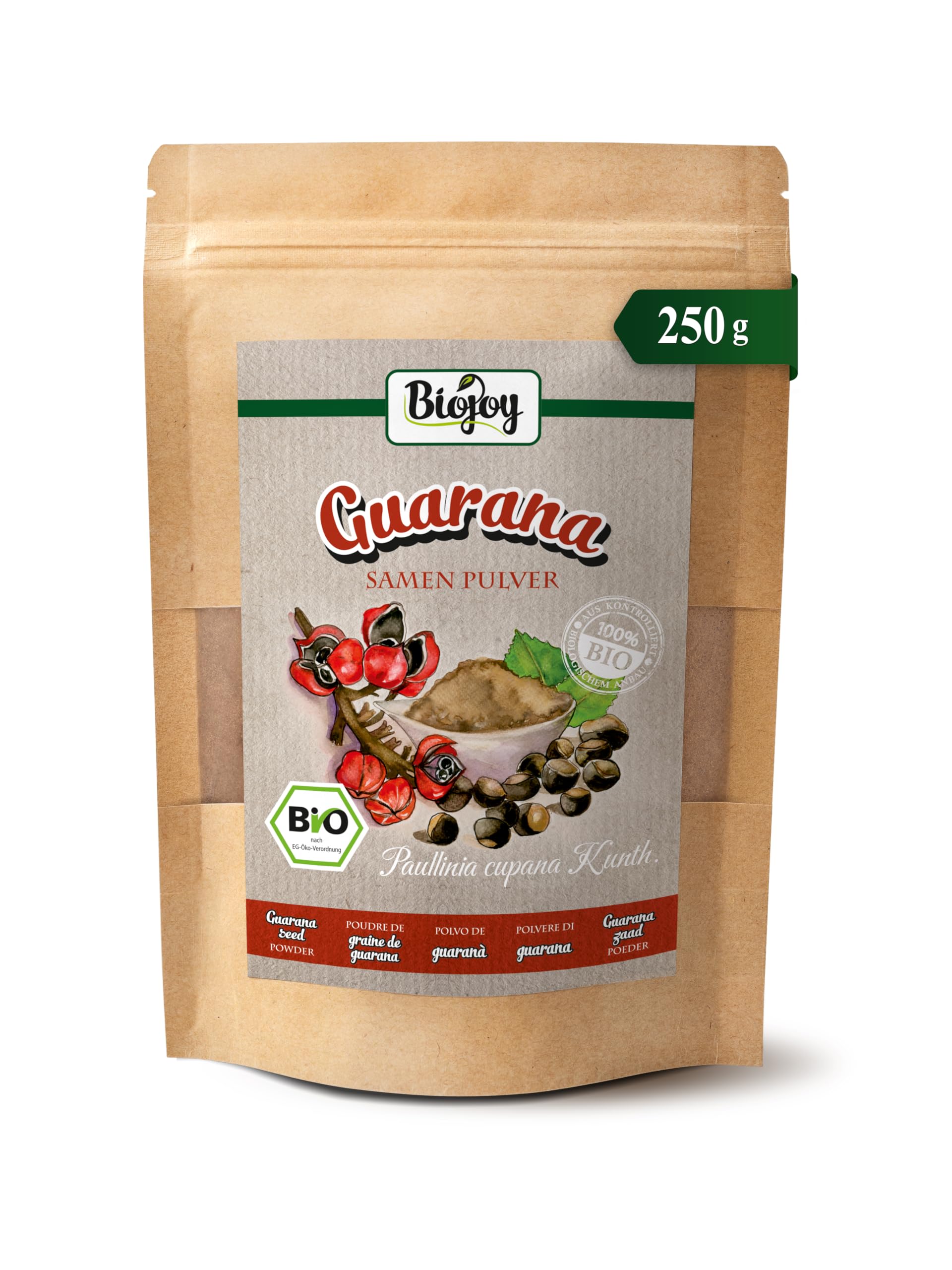 Biojoy Organic Guarana Powder – Natural Vegan Energy Supplement (250 g)