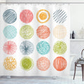 ABAKUHAUS Colorful Doodle Fabric Shower Curtain – Waterproof Turkish Decor