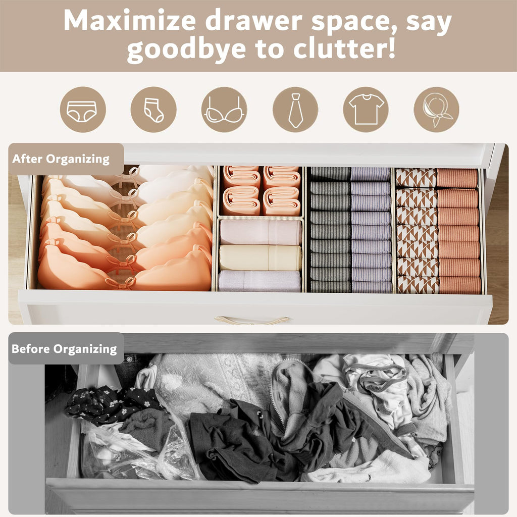 XIVIRACK 10 Pack Drawer Organizer for Clothes, Underwear Drawer Organizer Bins, Foldable Fabric Closet Storage Organizers - image 4