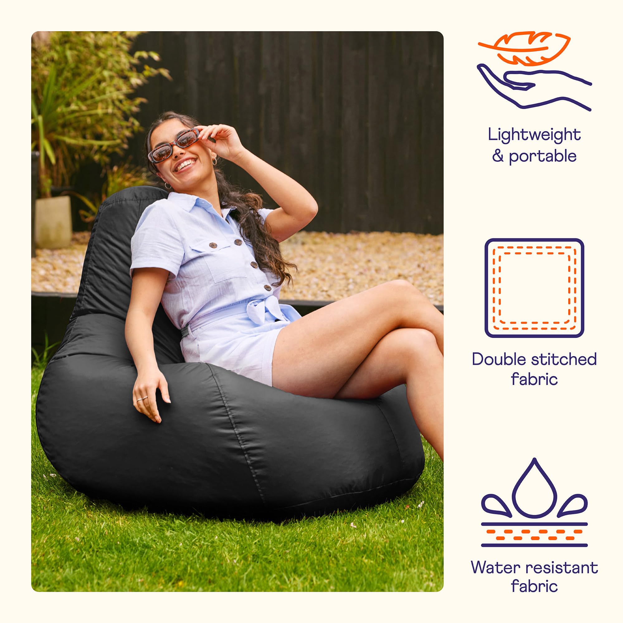 Bean Bag Bazaar Recliner Gaming Chair – Water Resistant Outdoor Beanbag