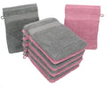 Betz Premium 100% Cotton Wash Glove Mitts - 10 Pack (Rose & Grey)
