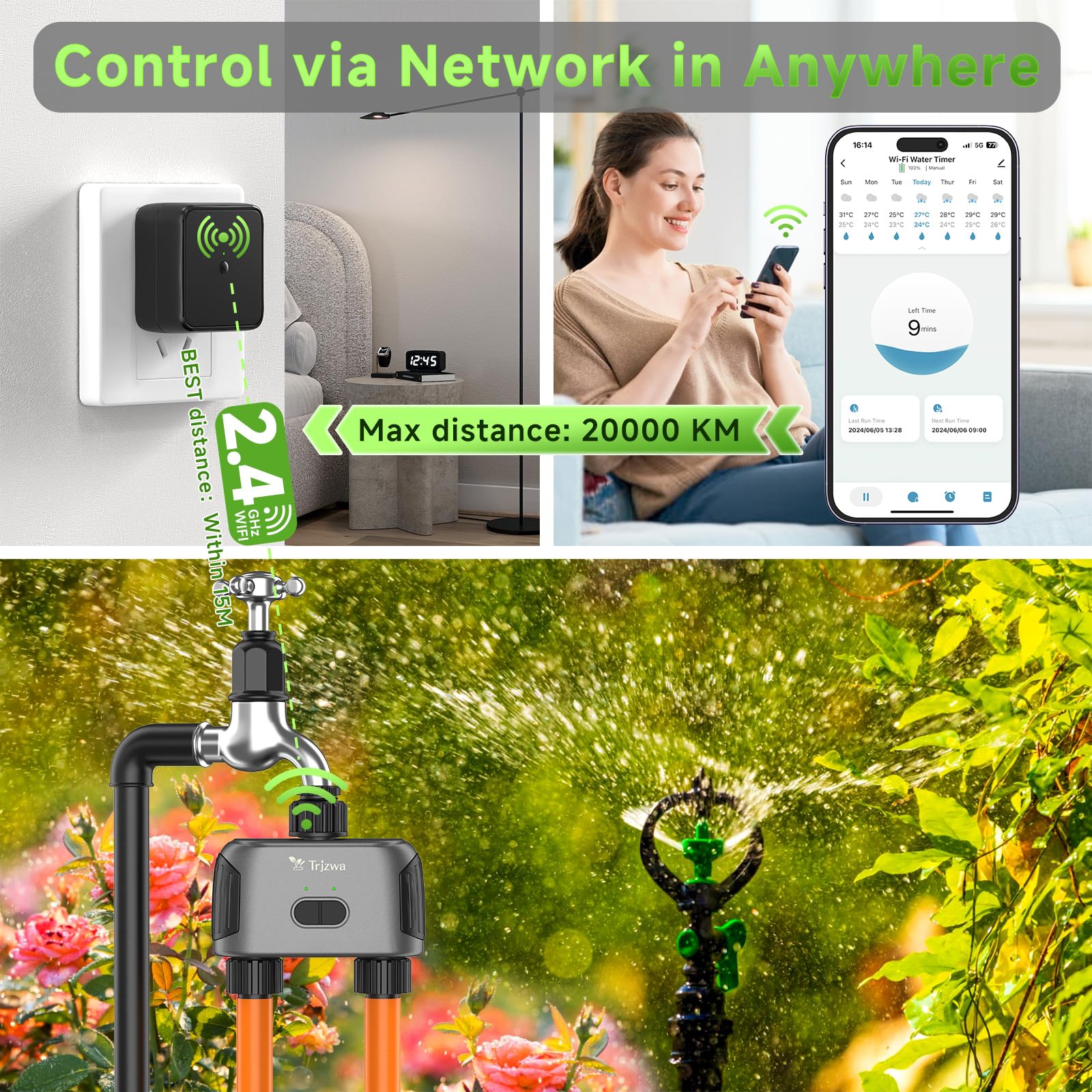 TRJZWA Dual Port WiFi Water Timer – Smart Automatic Irrigation System