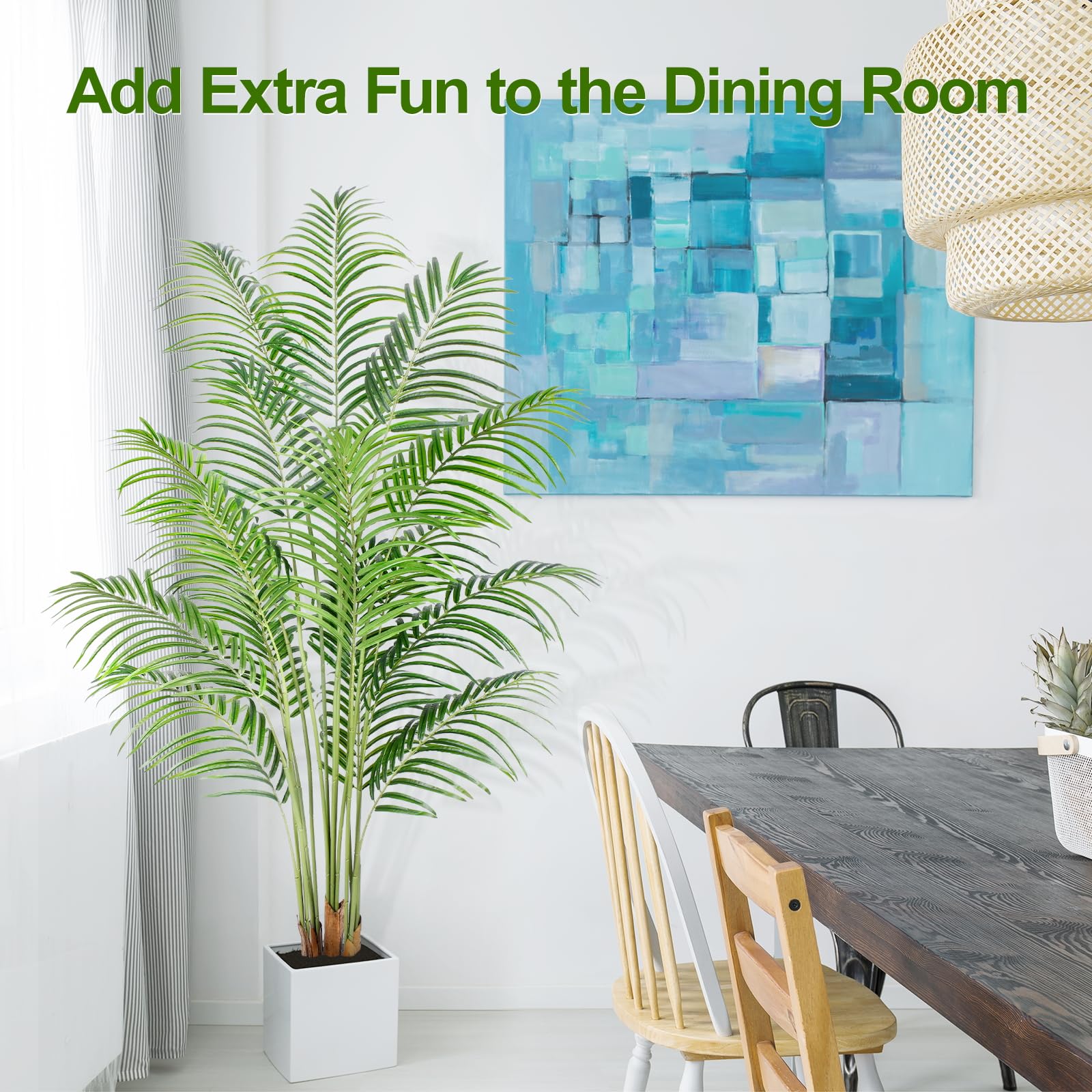 Keeplush 180cm Artificial Palm Tree | Tall Faux Areca Palm with Real Bark