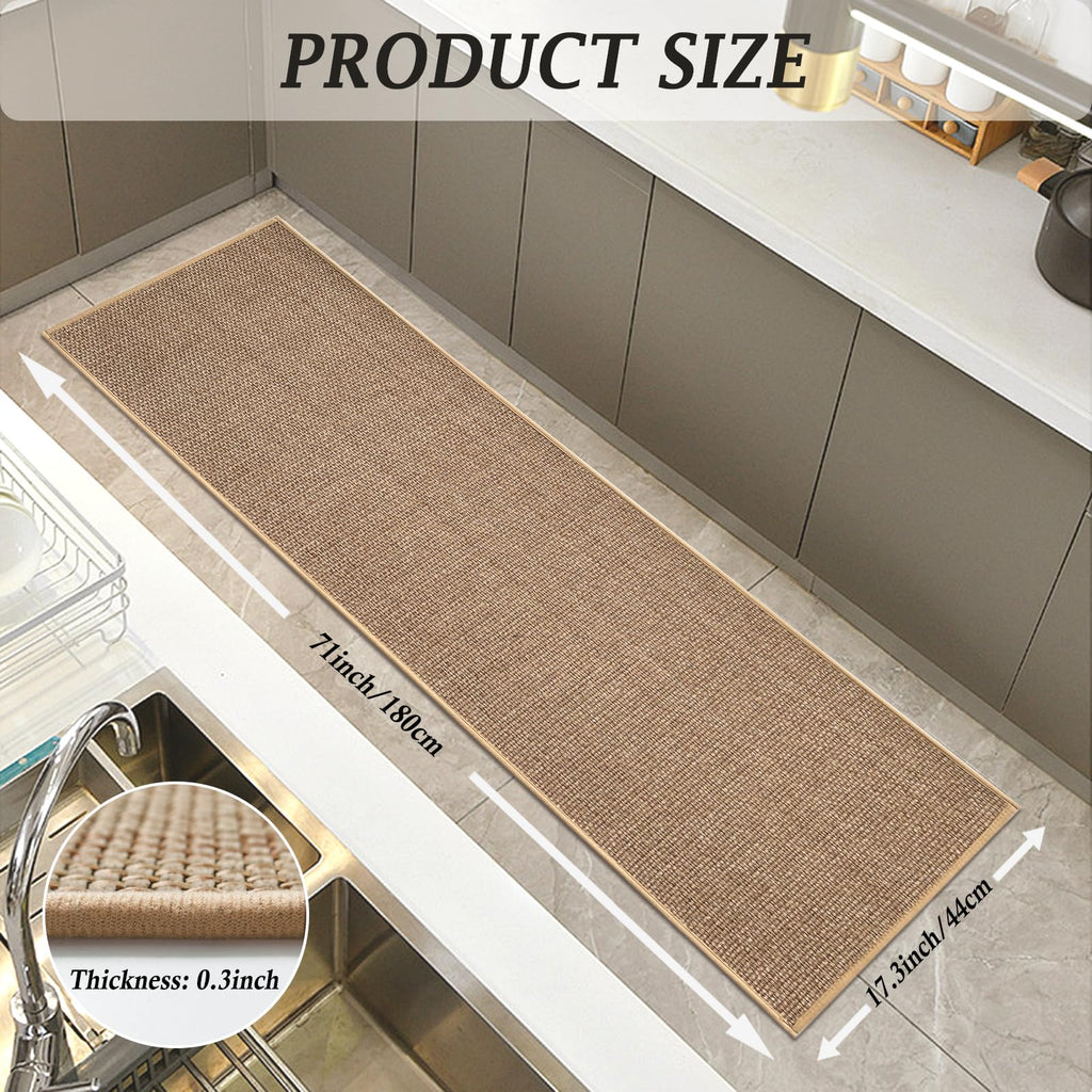 Artnice Non-Slip Kitchen Mat | Washable Absorbent Runner Rug, Beige, 44x180cm