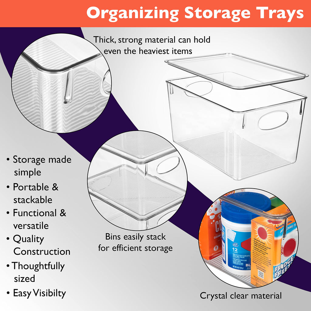Clear Plastic Storage Bins with Lids | Stackable Pantry Organizer