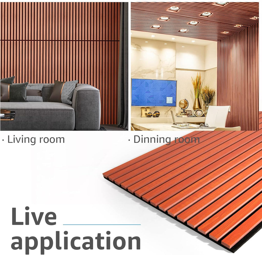 Art3d Acoustic Wood Slatted Wall Panels - 2 Pack 60x120cm Cherry Finish