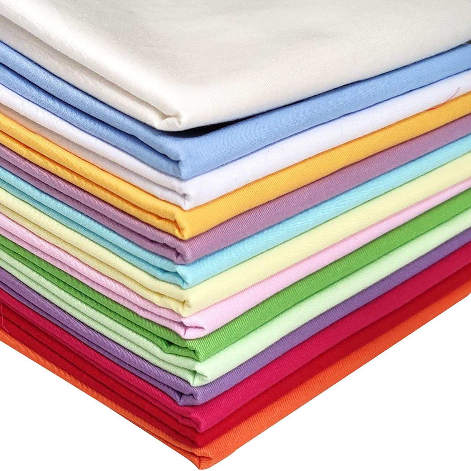 Jolof Store 14pcs Cotton Fat Quarters – Solid Color Quilting Fabric Bundles
