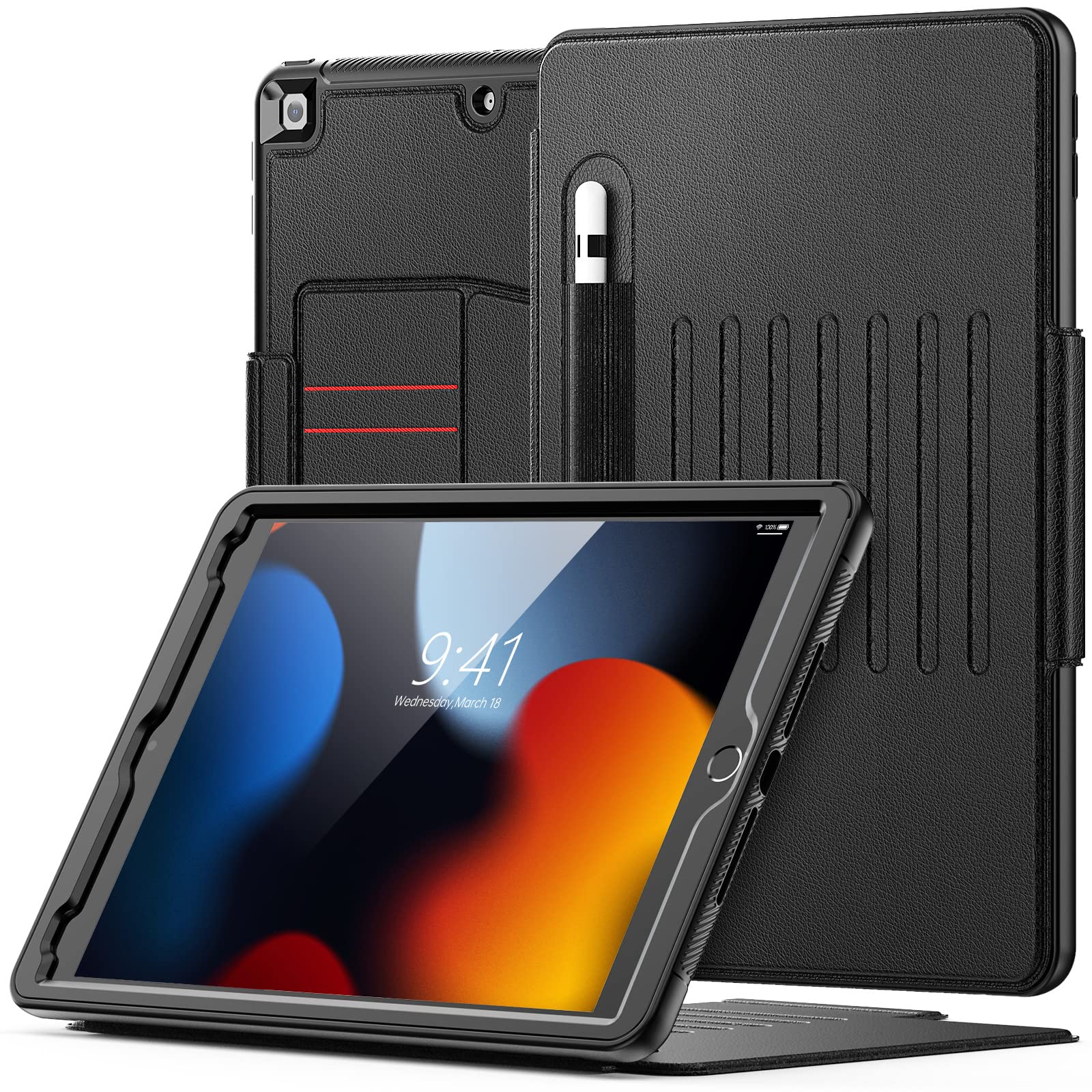 SEYMAC iPad 10.2 Case (9th/8th/7th Gen) | Magnetic Smart Cover - Black