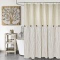 DOSLY IDÉES Farmhouse Shower Curtain – Brown Striped Linen Cotton, 180x180cm