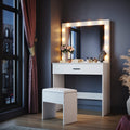 ELEGANT Hollywood Vanity Mirror Dressing Table Set with LED Lights & Stool